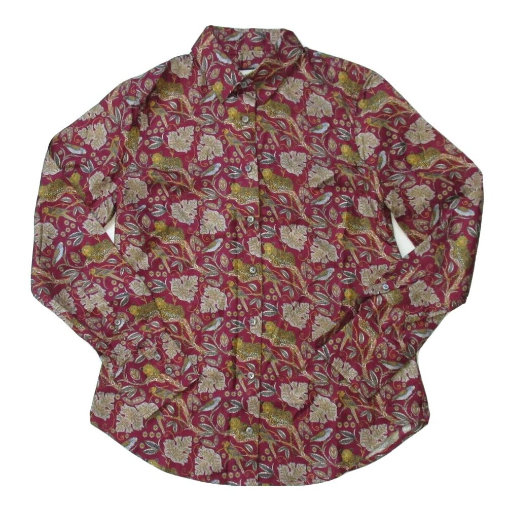 NWT J.Crew Collection Silk-twill Shirt in Vintage Burgundy Jungle Cat Leopard 2